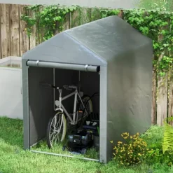 Outsunny Garage Telt, Mørkegrå, 1,2 x 1,79 x 1,65m Opbevaring Telt med UV-beskyttelse, Vandtæt Foliegarage til Motorcykel, Haveredskaber, Galvaniseret | CDON