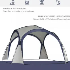Outsunny Have / Camping Telt - Vandtæt Polyester, Glasfiberramme - Cremhvid/Blå 3,5x3,5x2,3m