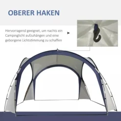 Outsunny Have / Camping Telt - Vandtæt Polyester, Glasfiberramme - Cremhvid/Blå 3,5x3,5x2,3m