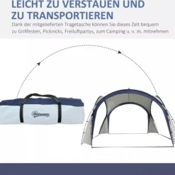 Outsunny Have / Camping Telt - Vandtæt Polyester, Glasfiberramme - Cremhvid/Blå 3,5x3,5x2,3m