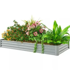 Outsunny H$jbed af st$l, vejrbestandigt plantebed 240x120x30cm