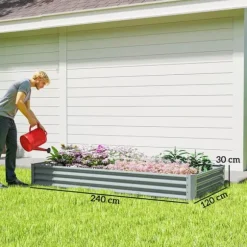 Outsunny H$jbed af st$l, vejrbestandigt plantebed 240x120x30cm