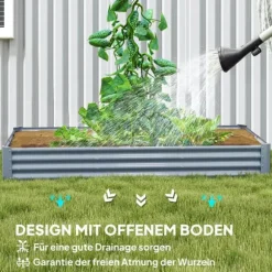 Outsunny H$jbed af st$l, vejrbestandigt plantebed 240x120x30cm