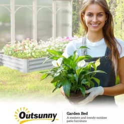 Outsunny H$jbed af st$l, vejrbestandigt plantebed 240x120x30cm