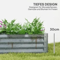 Outsunny højbed af stål, vejrbestandigt plantebed 180x90x30 cm