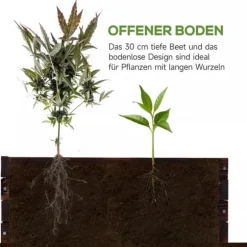 Outsunny Hjbed i fyrretræ, Plantekasse til grøntsager og krydderurter, Mørkebrun, 60x60x23 cm