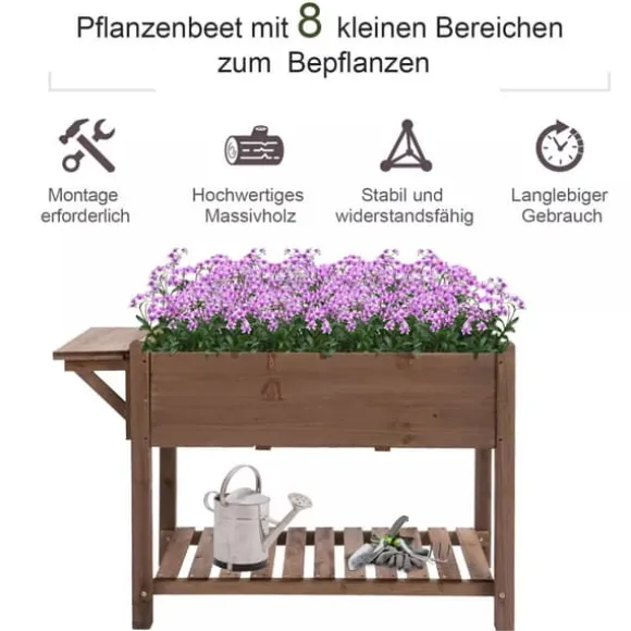 Outsunny Hjbed knne Tr Tannenholz Brun 123x54x74 cm