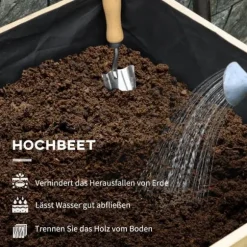 Outsunny Hjbed med Drivhus, urtebed i Tr med Fleece, Natur/Grn, 86x60x165cm
