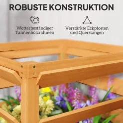 Outsunny H'jbed med Espalier i Gran, 65x65x73cm - Perfekt til Klatreplanter og Havebrug