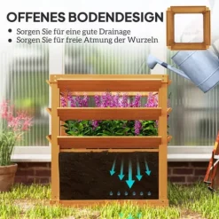 Outsunny H'jbed med Espalier i Gran, 65x65x73cm - Perfekt til Klatreplanter og Havebrug