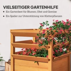 Outsunny H'jbed med Espalier i Gran, 65x65x73cm - Perfekt til Klatreplanter og Havebrug
