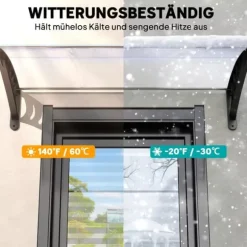 Outsunny Hoveddørsbaldakin Hvid Polycarbonat 122x90cm - Regn- og Solbeskyttelse med UV-filter