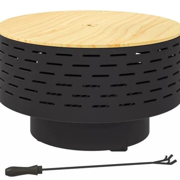 Outsunny 3-i-1 bålsted med grillrist og gnistfang i koksgrå rustfrit stål, Ø60x39cm