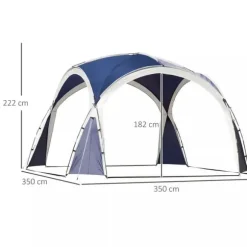 Outsunny Kuppeltelt, Blå, 3,5x3,5x2,22m, Polyester, Have, Terrasse, Altankuppeltelt til 6-8 personer