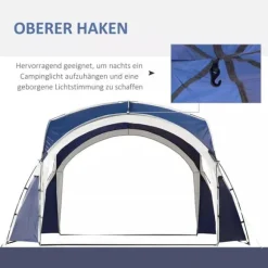 Outsunny Kuppeltelt, Blå, 3,5x3,5x2,22m, Polyester, Have, Terrasse, Altankuppeltelt til 6-8 personer