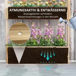 Outsunny 4-lags hijbed i grantræ - Naturtræ 88.5x45x140 cm - Lodret plantekasse til have og altan