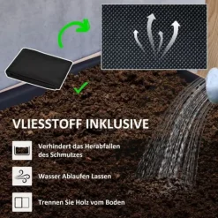 Outsunny 4-lags hijbed i grantræ - Naturtræ 88.5x45x140 cm - Lodret plantekasse til have og altan
