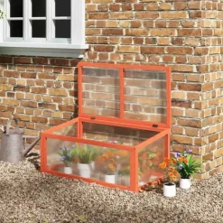 Outsunny Mini Drivhus Orange - Fyrretræ/Polycarbonat 90x46x40cm