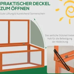 Outsunny Mini Drivhus Orange - Fyrretræ/Polycarbonat 90x46x40cm
