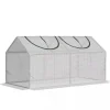 Outsunny Minivæksthus med UV-resistent PE-dække, stålramme, lynlåsvindue, 120x60x60 cm, Hvid