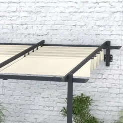 Outsunny Pergola 3x3m, Creme Hvid, Polyester, Vendt`t, Justerbart Tag til Have og Terrasse