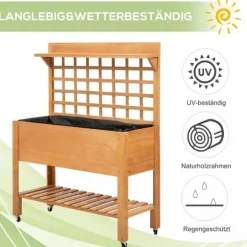 Outsunny Plantebord i Grantrback, Brun, 105x40x135 cm