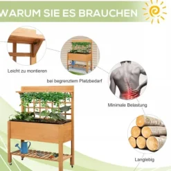 Outsunny Plantebord i Grantrback, Brun, 105x40x135 cm
