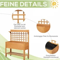 Outsunny Plantebord i Grantrback, Brun, 105x40x135 cm