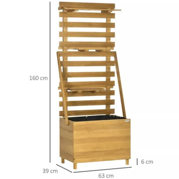 Outsunny Plantekasse HBjbed med Espalier og Hylder - Gran TrB, Brun, 63x39x160cm