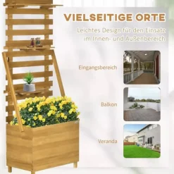 Outsunny Plantekasse HBjbed med Espalier og Hylder - Gran TrB, Brun, 63x39x160cm
