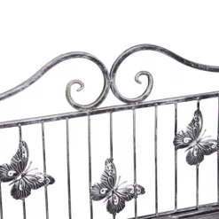 Outsunny Plantestativ Metal Blomsterstativ med 3 Hylder, Blomstertrappe til Have, Sølvgrå, 44x25x96cm