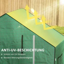 Outsunny Reservedele PE-foliecover til drivhus, Grøn, UV-beskyttelse, Oprulningsbar dør og vindue, 140x73x190 cm