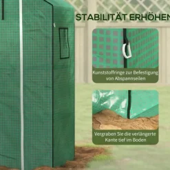 Outsunny Reservedele PE-foliecover til drivhus, Grøn, UV-beskyttelse, Oprulningsbar dør og vindue, 140x73x190 cm