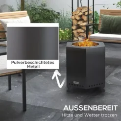 Outsunny Røfrit Bordspejs – Metal, Sort – til Terrasse & Camping