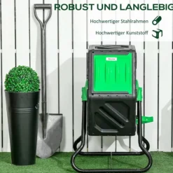 Outsunny Roterbar Kompostkværn 65L - Hurtig Havekompostbeholder af Plast
