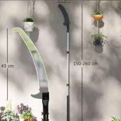Outsunny Teleskop Astsalg 1.5-2.6m - Metal, Sølv - Justerbar grenklipper med sav til høje grene