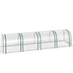 Outsunny Tunneldrivhus til planter - Folievægsthus med dør - PVC i klar farve - 395 x 100 x 80 cm