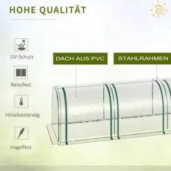 Outsunny Tunneldrivhus til planter - Folievægsthus med dør - PVC i klar farve - 395 x 100 x 80 cm