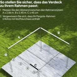 Outsunny Udskifteligt Tag til Pergola 2,85 x 2 m, Vandafvisende, UV30+, Polyester, Cremhvid