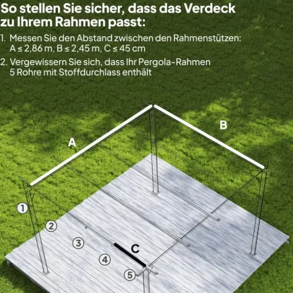 Outsunny Udskifteligt Tag til Pergola 2,85 x 2 m, Vandafvisende, UV30+, Polyester, Cremhvid