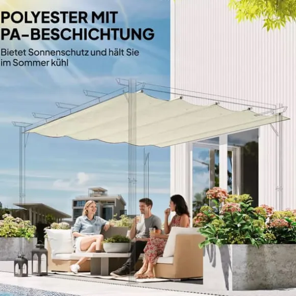 Outsunny Udskifteligt Tag til Pergola 2,85 x 2 m, Vandafvisende, UV30+, Polyester, Cremhvid