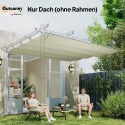 Outsunny Udskifteligt Tag til Pergola 2,85 x 2 m, Vandafvisende, UV30+, Polyester, Cremhvid