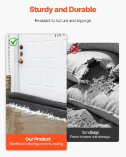 Oversvømmelsesspærre - Oversvømmelsesposer/sandfri sandsække - Sæt af 8 stk - Vandaktiveret - Mål 480 x 435 mm - Genanvendelig - Til døre og kældre