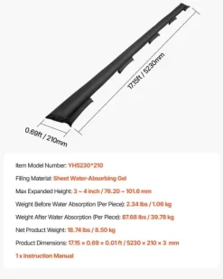 Oversvømmelsesspærre - Oversvømmelsesposer/sandfri sandsække - Sæt af 8 stk - Vandaktiveret - Mål 480 x 435 mm - Genanvendelig - Til døre og kældre