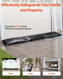 Oversvømmelsesspærre - Vandaktiverede sandløse sandsække - 6-pak - 83 x 43 cm - Vandabsorberende - Oversvømmelsesposer - Til dør, kælder, garage