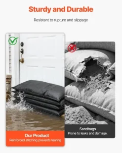 Oversvømmelsesspærre - Vandaktiverede sandløse sandsække - 6-pak - 83 x 43 cm - Vandabsorberende - Oversvømmelsesposer - Til dør, kælder, garage