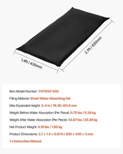 Oversvømmelsesspærre - Vandaktiverede sandløse sandsække - 6-pak - 83 x 43 cm - Vandabsorberende - Oversvømmelsesposer - Til dør, kælder, garage