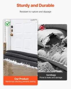 Oversvømmelsesspærre - Vandaktiverede sandfri sandsække 4-pak - 153 x 21 cm - Genanvendelig - Vandabsorberende barriere - Til dør, kælder, garage