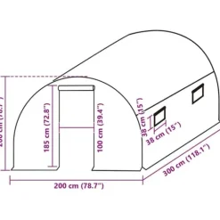 Overtræk til drivhus 6 m² - Beskyt dine planter | Farve: Grøn | Størrelse: 200x300x200 cm