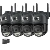 Overvågningskamera, Dobbelt Linse, Nattesyn,4PCs CAM 64G kort, EU stik